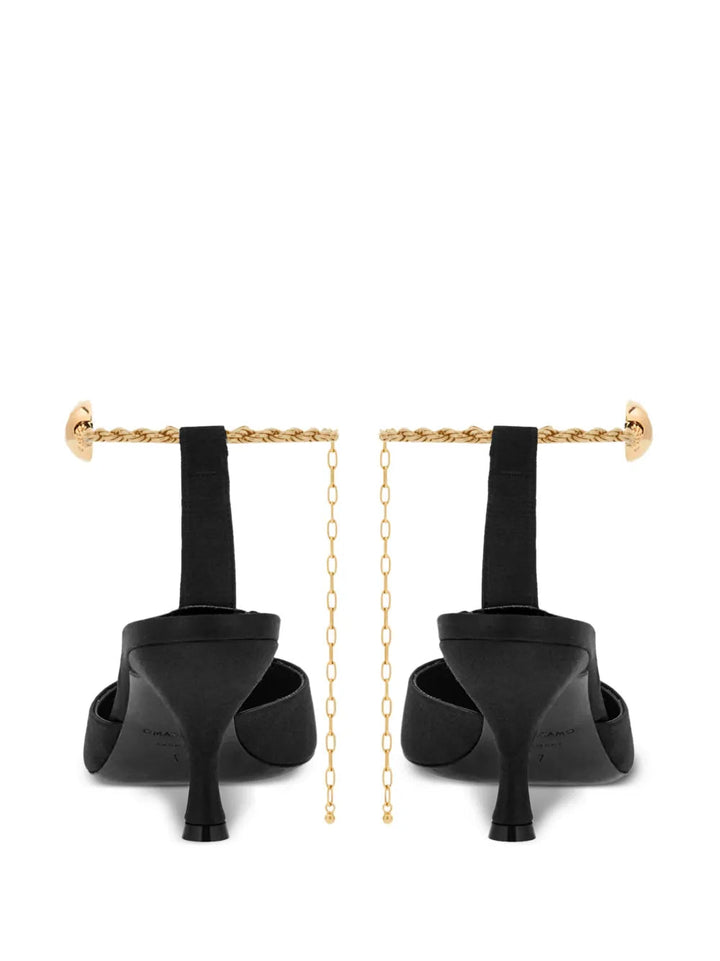 Ferragamo 70Mm Cable-Link Chain Satin-Finish Pumps