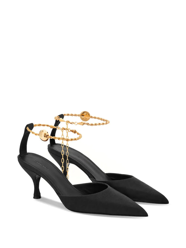 Ferragamo 70Mm Cable-Link Chain Satin-Finish Pumps