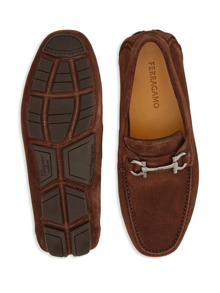 Ferragamo Gancini Suede Loafers