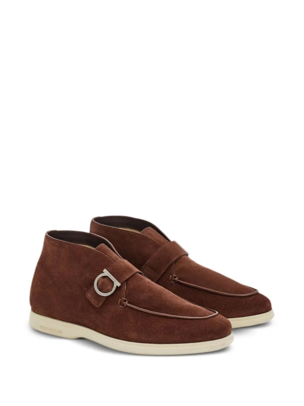 Ferragamo Gancini-Buckle Suede Boots