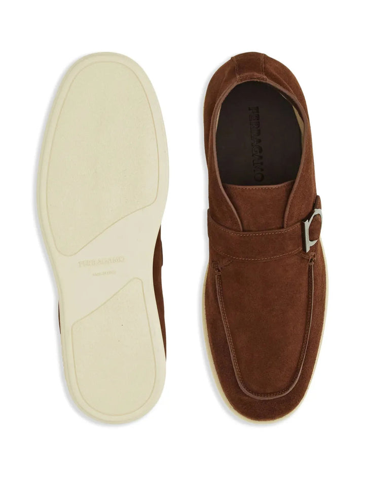 Ferragamo Gancini-Buckle Suede Boots