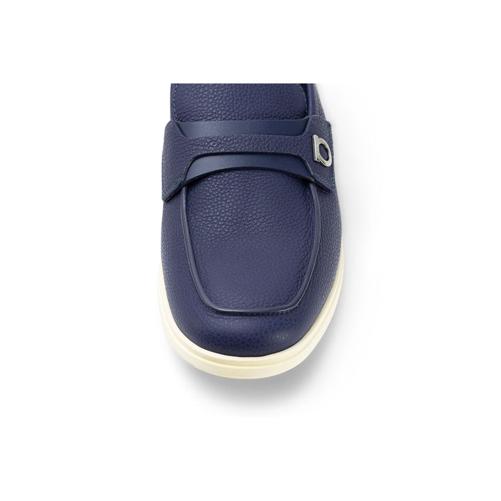 Ferragamo Gancini-Plaque Leather Loafers in BLUE