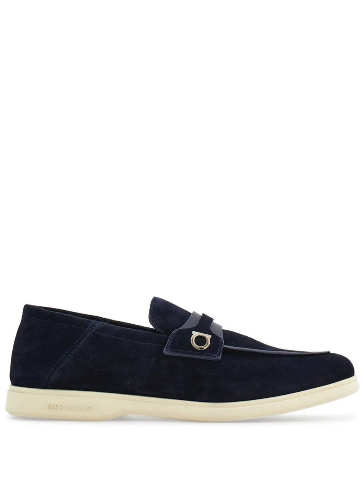 Ferragamo Deconstructed Gancini-Detailed Suede Loafers