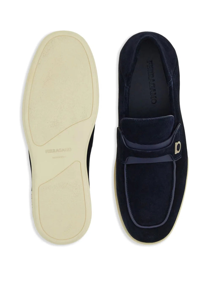 Ferragamo Deconstructed Gancini-Detailed Suede Loafers