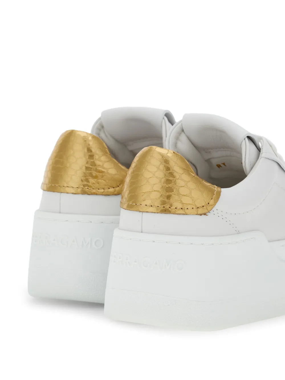 Ferragamo Wedge Logo-Patch Leather Sneakers