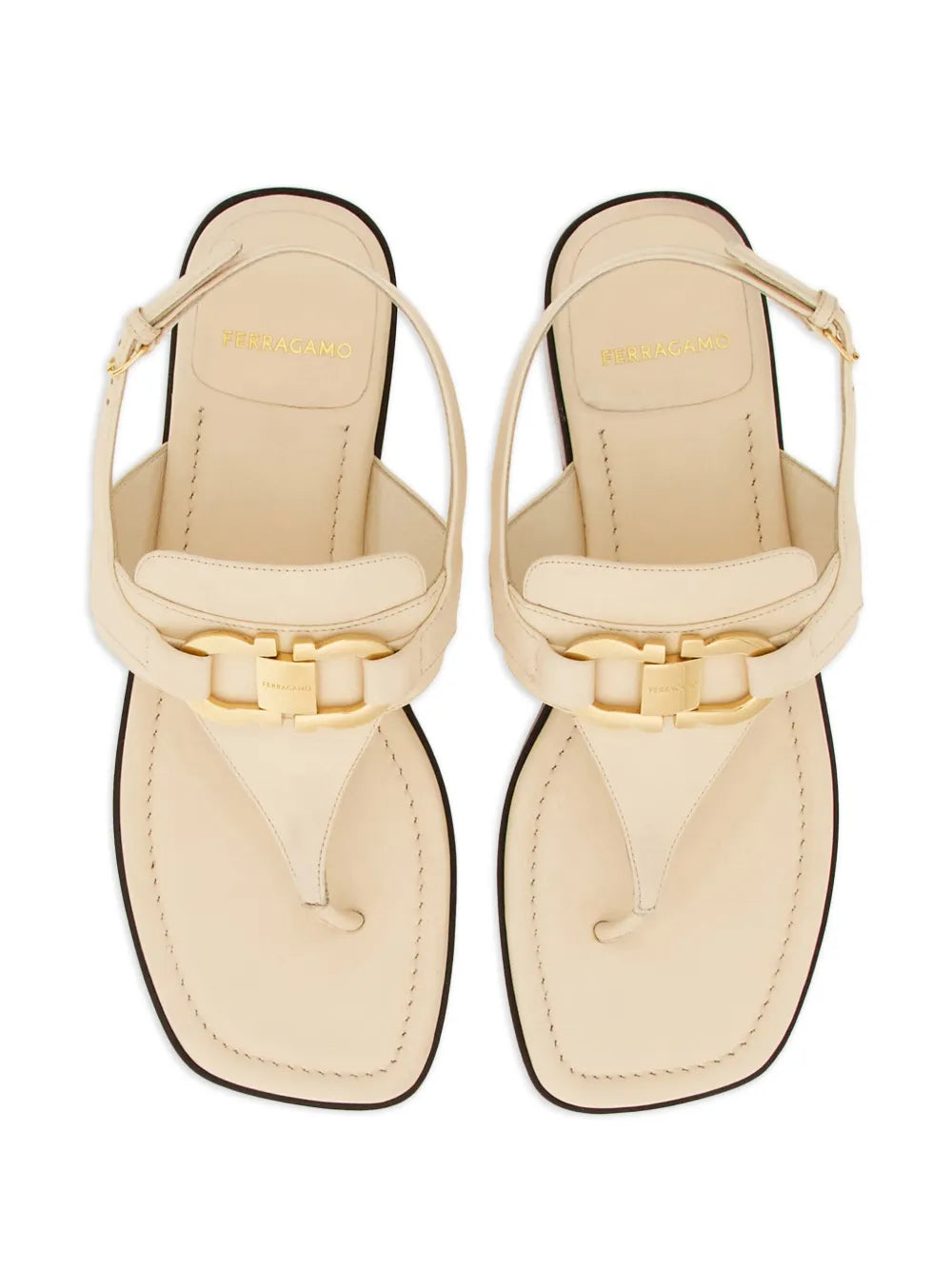 Ferragamo Gancini-Buckle Leather Sandals