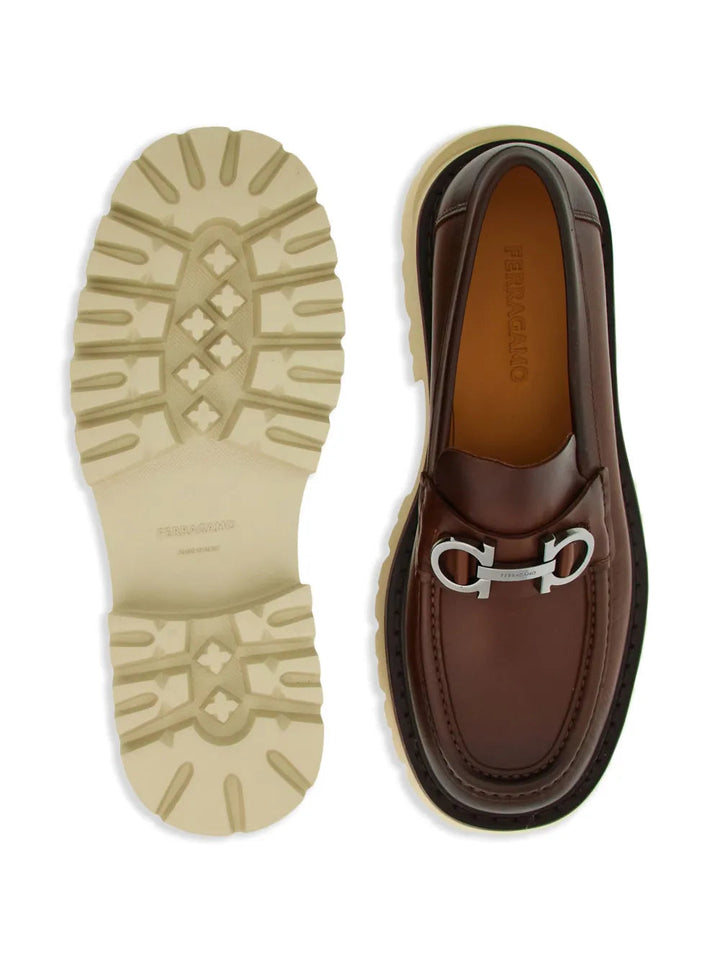 Ferragamo Gancini-Plaque Leather Loafers