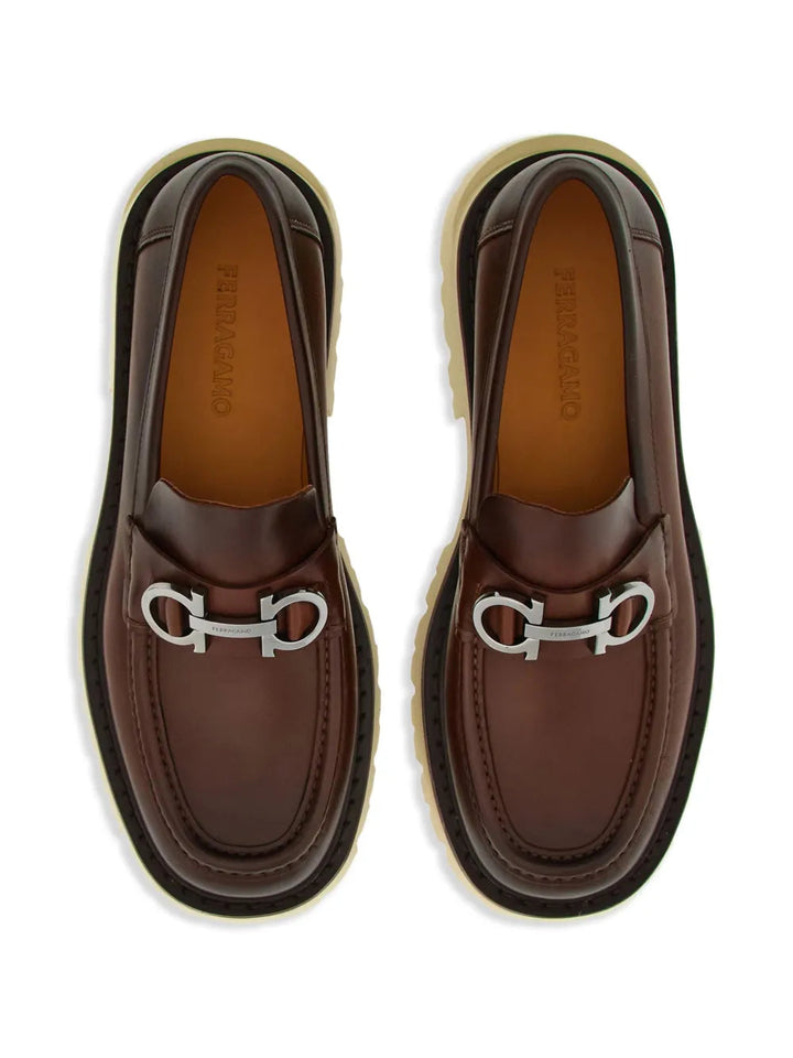 Ferragamo Gancini-Plaque Leather Loafers