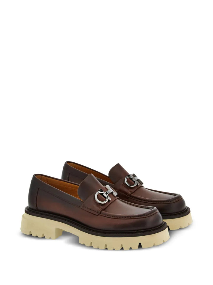 Ferragamo Gancini-Plaque Leather Loafers
