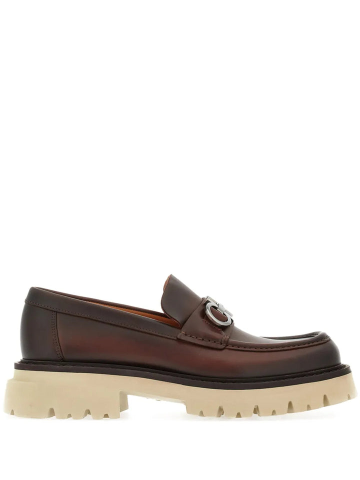 Ferragamo Gancini-Plaque Leather Loafers