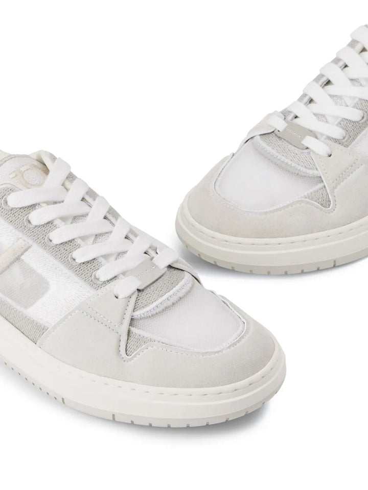 Ferragamo Mesh Suede Lace-Up Sneakers