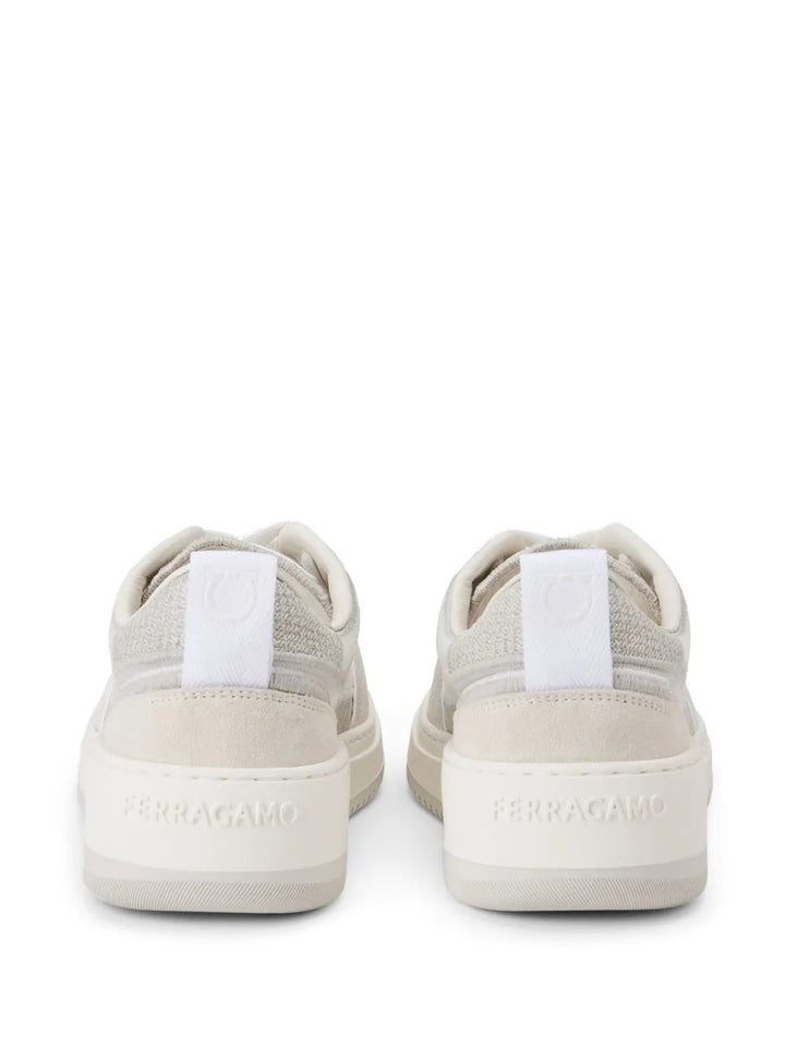 Ferragamo Mesh Suede Lace-Up Sneakers