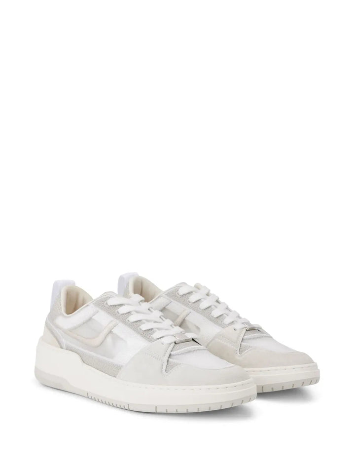 Ferragamo Mesh Suede Lace-Up Sneakers