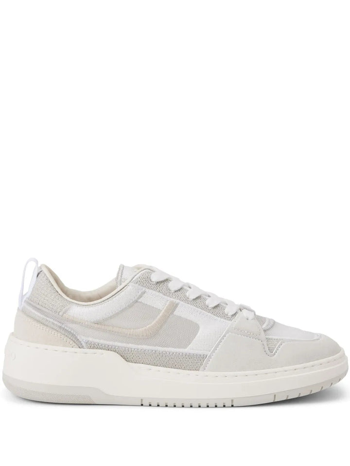 Ferragamo Mesh Suede Lace-Up Sneakers