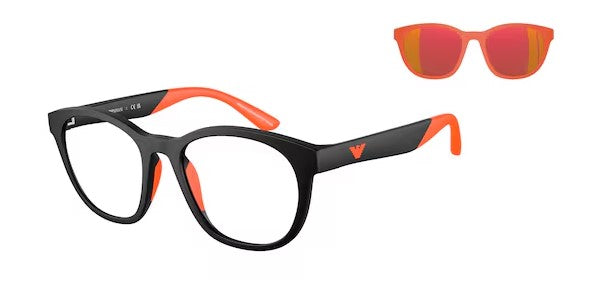 Emporio Armani KIDS EK 4001 50011W Phantos Plastic Black Sunglasses with Orange Clip On Lens