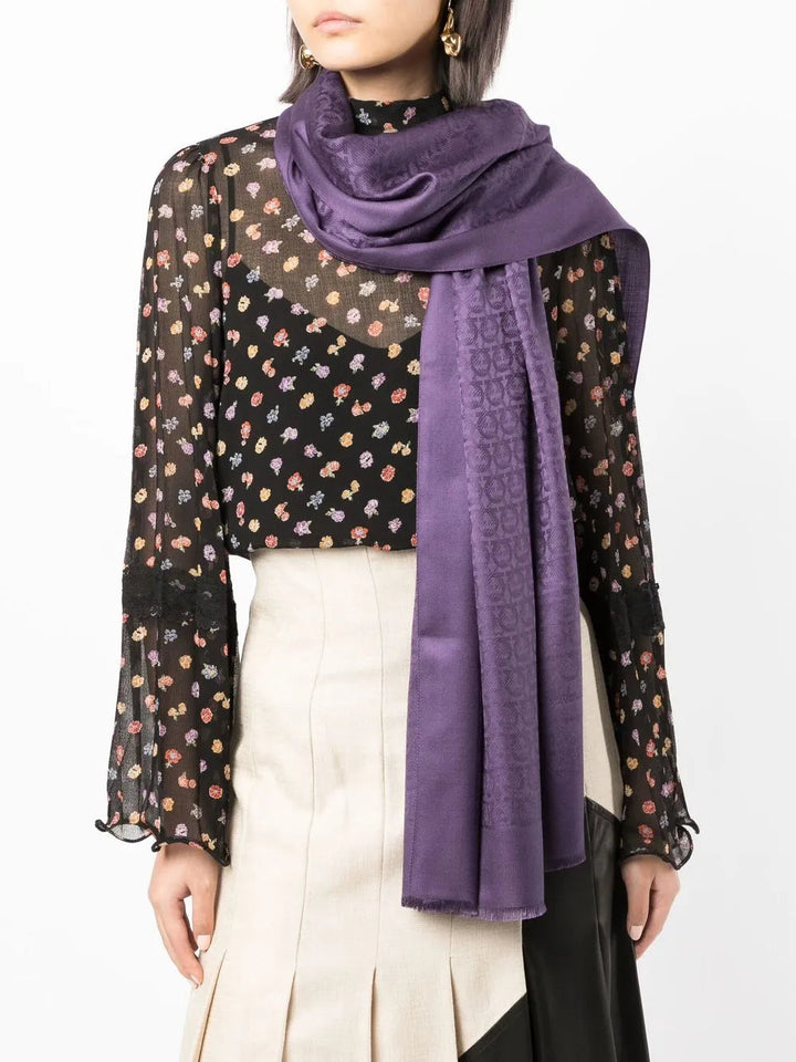 Ferragamo Monogram-Print Knitted Scarf