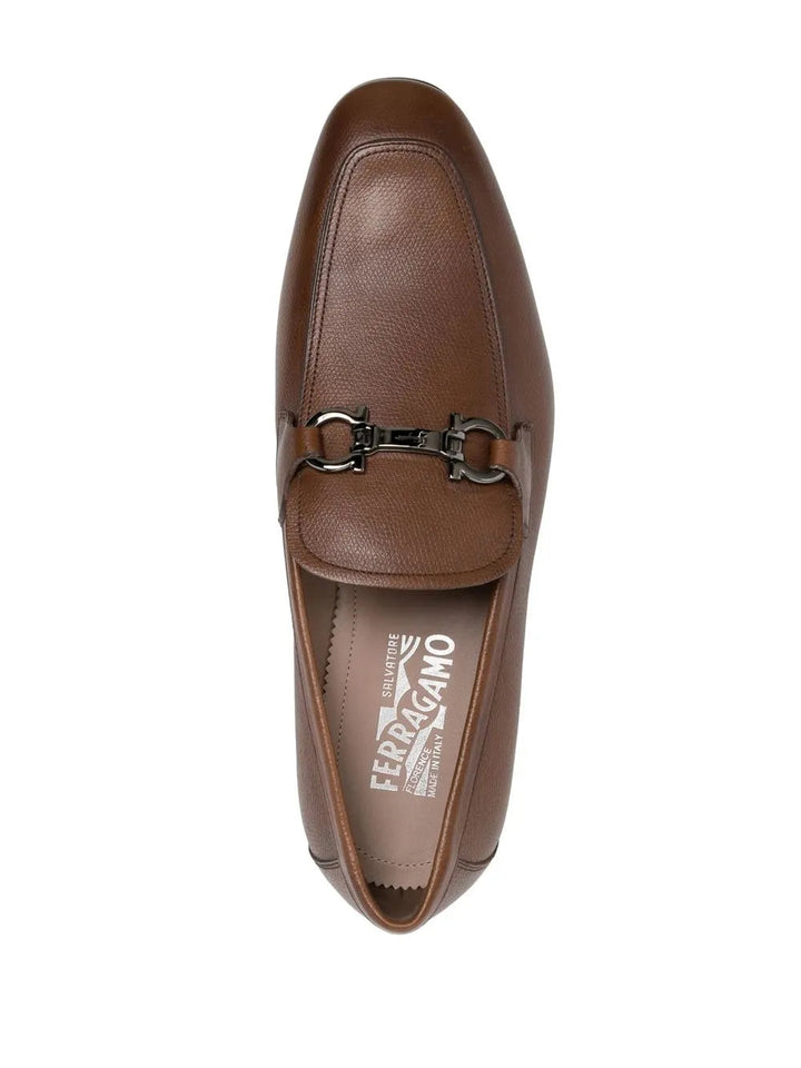 Ferragamo Gancini-Trim Leather Moccasins