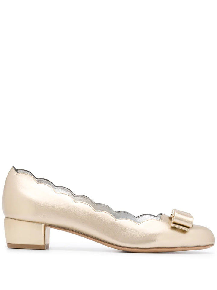 Ferragamo Vara Bow Pumps in GOLD