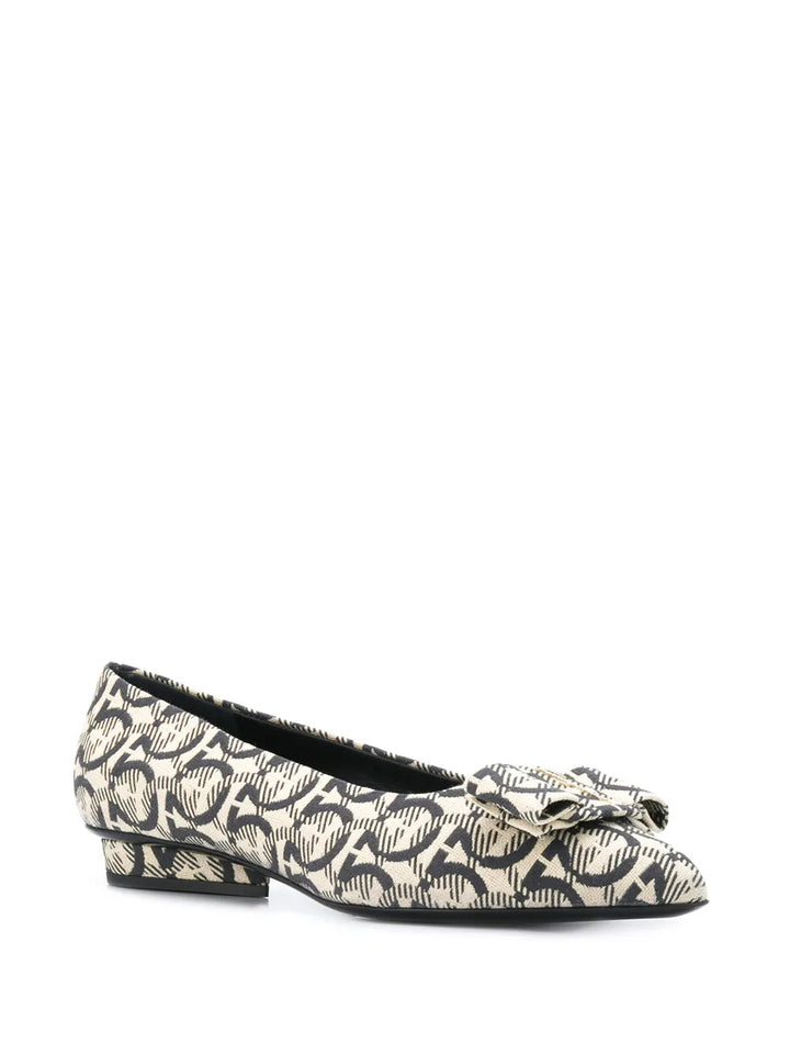 Ferragamo Viva Gancini-Woven Ballerinas