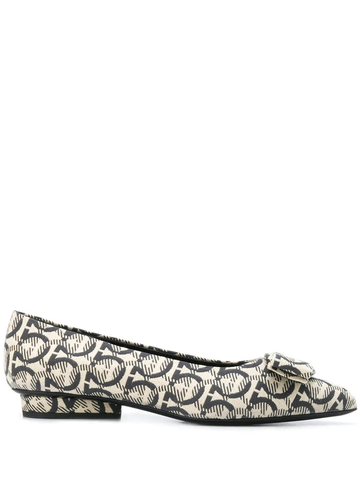 Ferragamo Viva Gancini-Woven Ballerinas