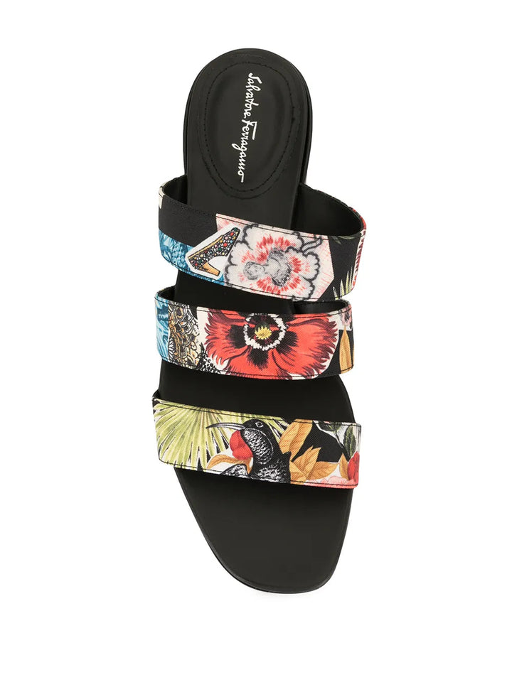 Ferragamo Floral-Print Sandals