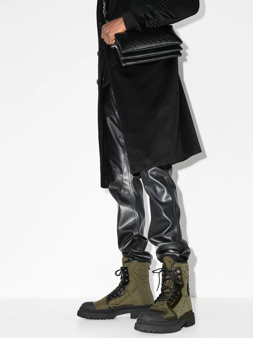 Ferragamo Logo-Patch Quilted Combat Boots