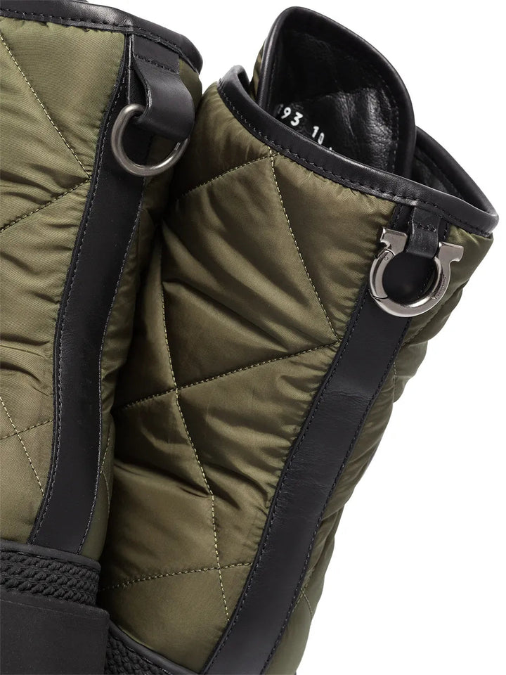 Ferragamo Logo-Patch Quilted Combat Boots