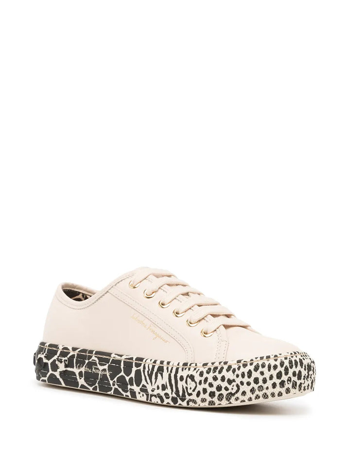 Ferragamo Gancini Printed-Sole Sneakers in NEUTRALS