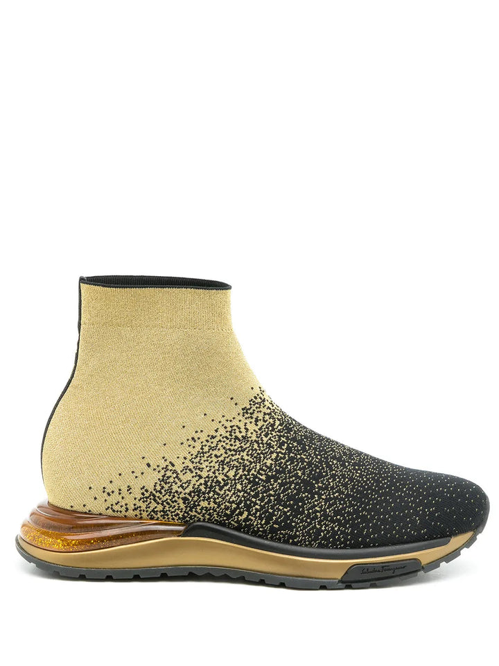 Ferragamo Metallic Sock Sneakers