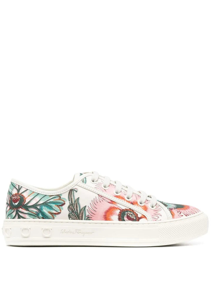 Ferragamo Papavero-Print Low-Top Sneakers