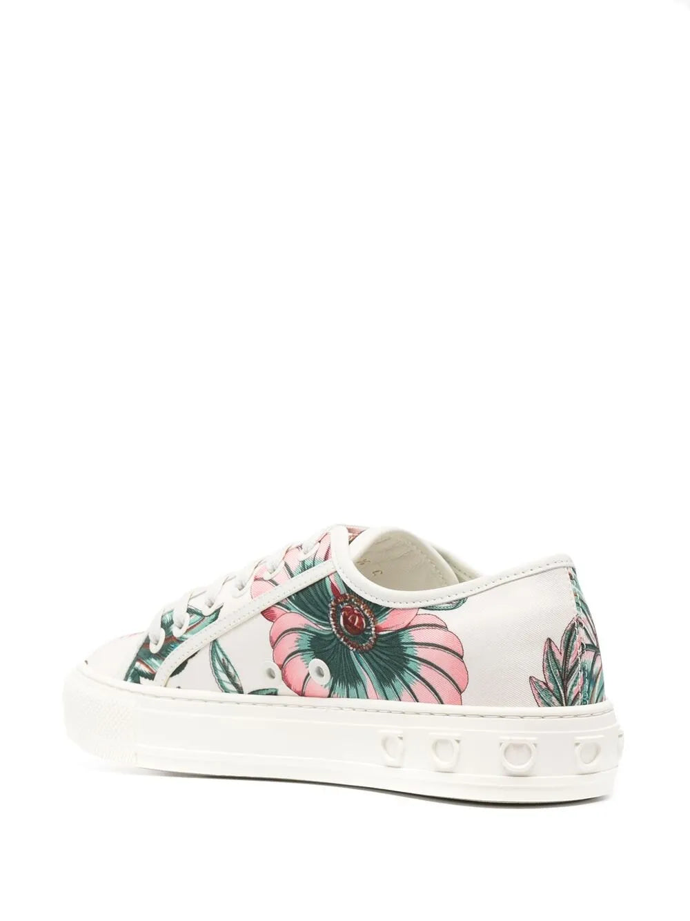 Ferragamo Papavero-Print Low-Top Sneakers