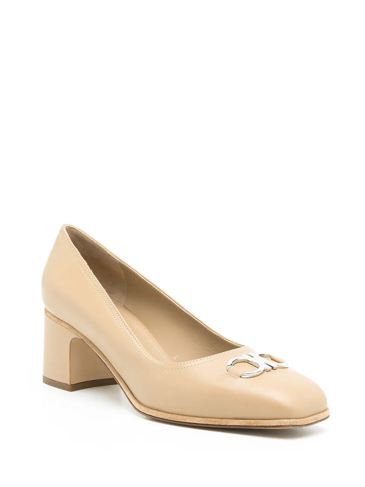 Ferragamo Gancini 55M Square-Toe Pumps