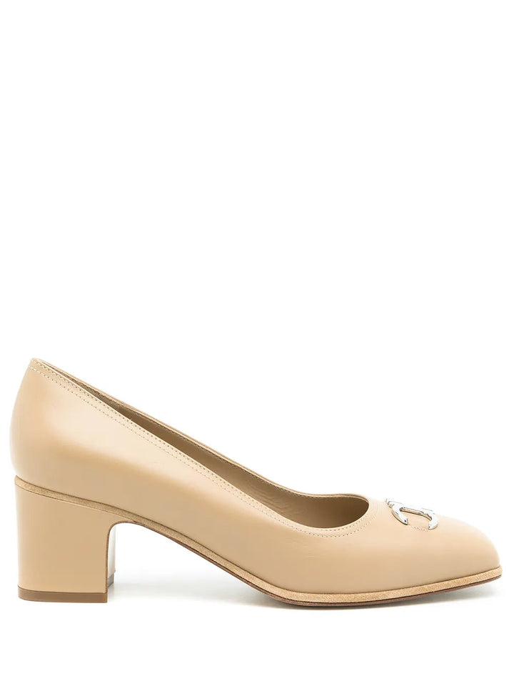 Ferragamo Gancini 55M Square-Toe Pumps