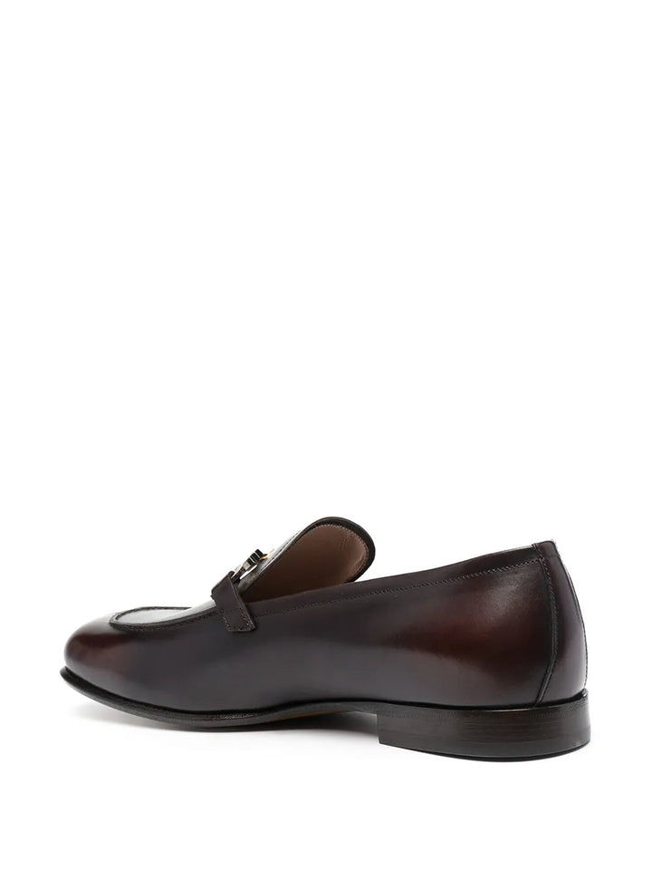 Ferragamo Gancini Square-Toe Loafers in BLACK
