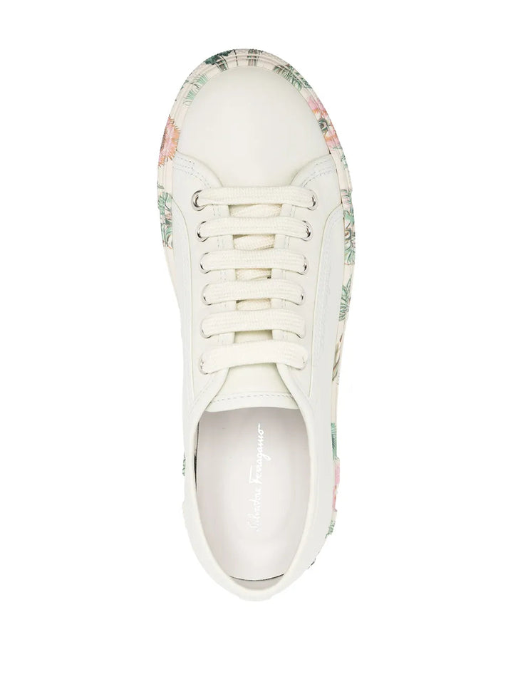 Ferragamo Floral-Trim Low-Top Sneakers