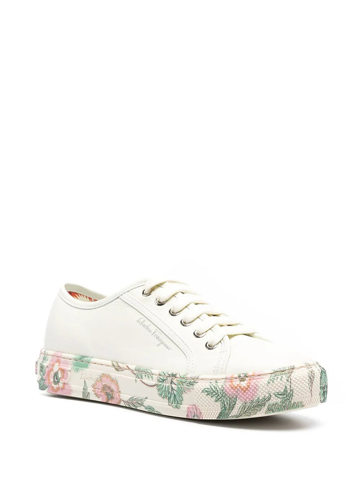 Ferragamo Floral-Trim Low-Top Sneakers
