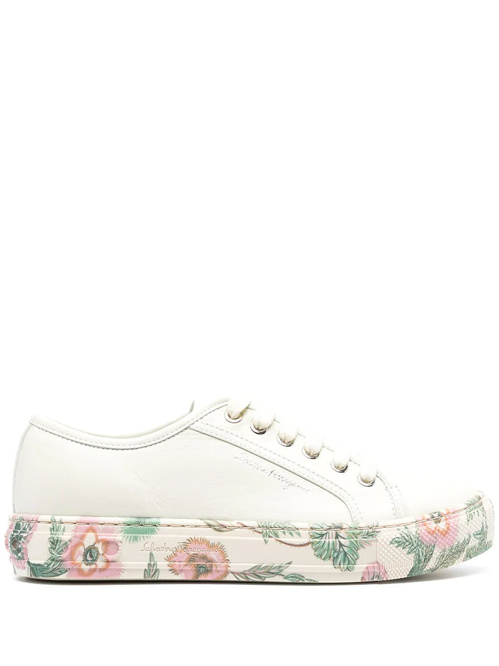 Ferragamo Floral-Trim Low-Top Sneakers