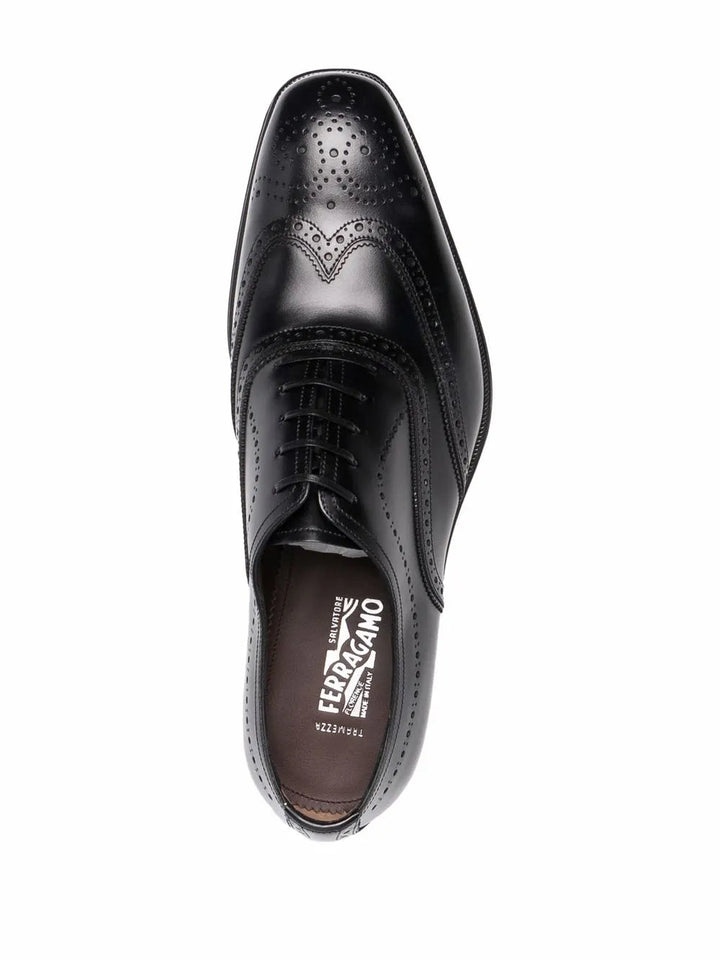 Ferragamo Oxford Leather Shoes in BLACK