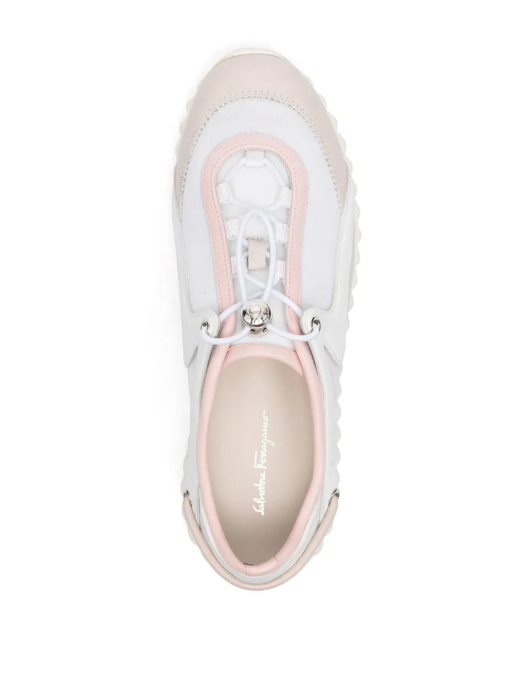 Ferragamo Pixie Panelled Low-Top Sneakers in PINK