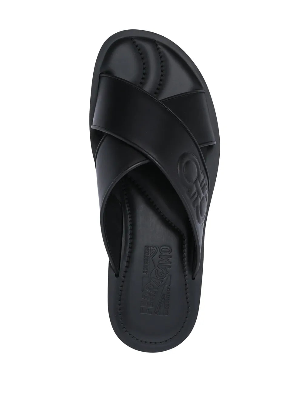 Ferragamo Crossover Strap Sandals in BLACK