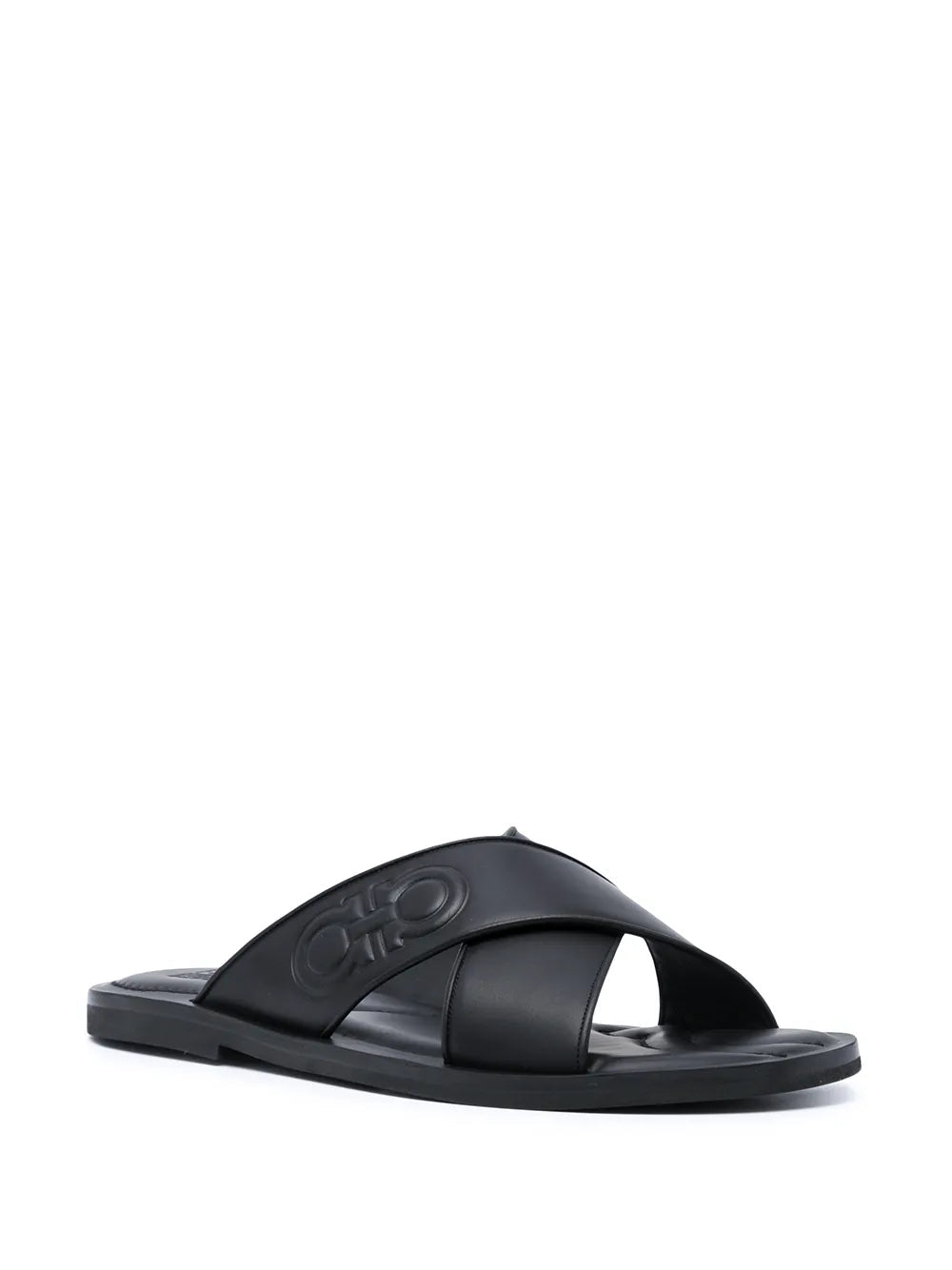 Ferragamo Crossover Strap Sandals in BLACK