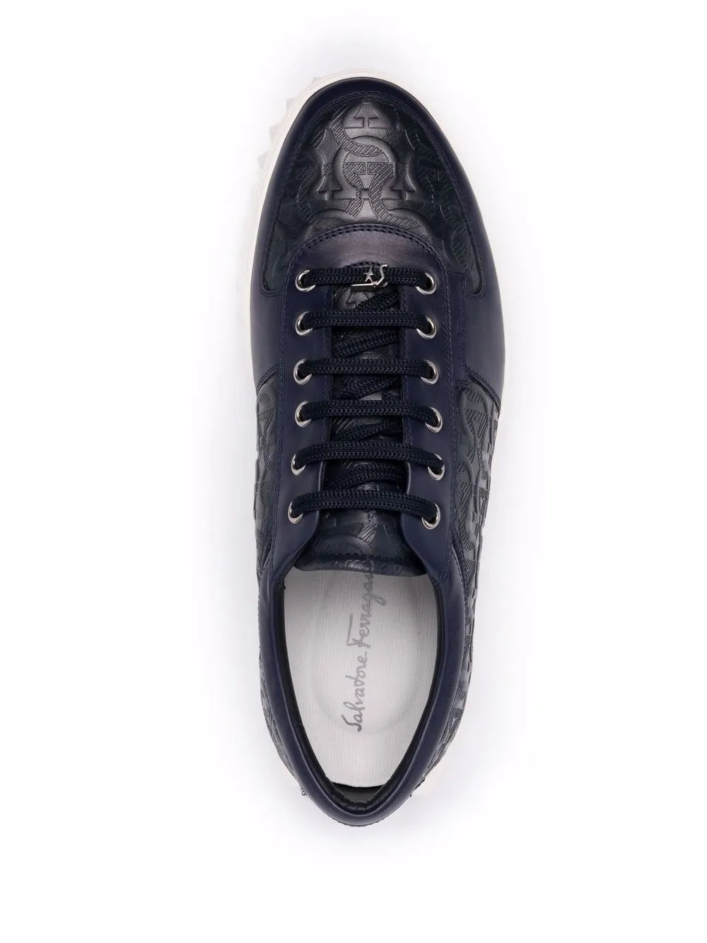 Ferragamo Gancini-Embossed Leather Sneakers