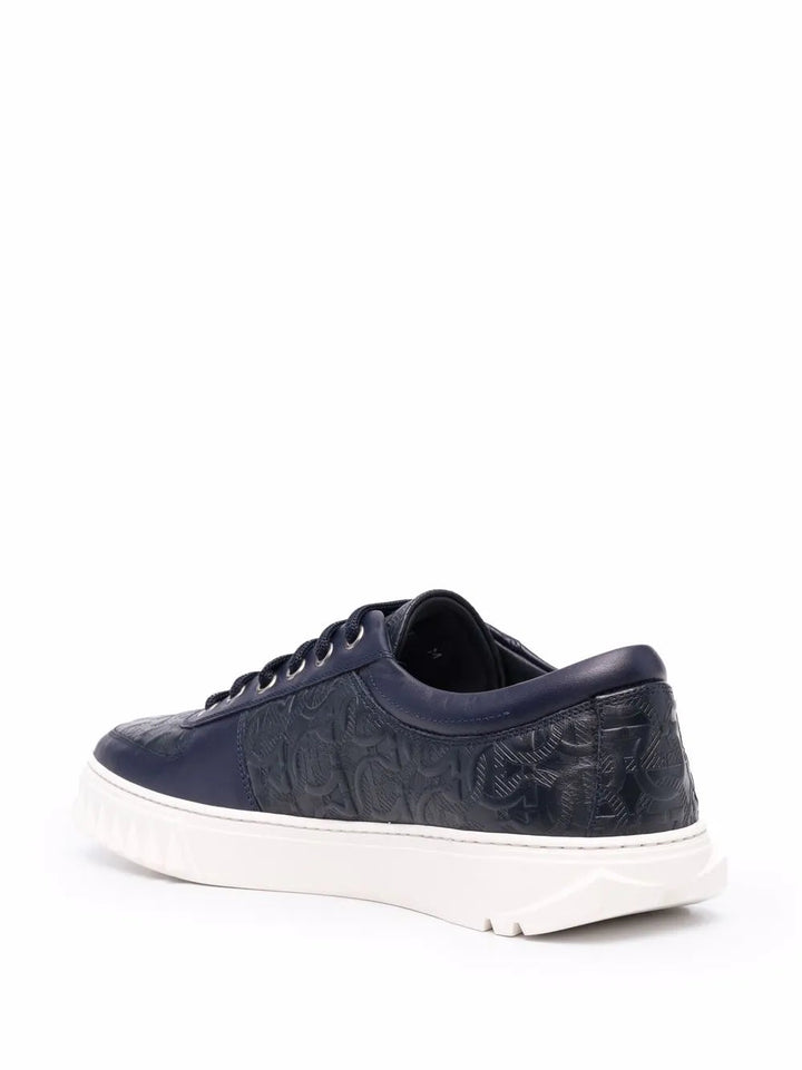 Ferragamo Gancini-Embossed Leather Sneakers
