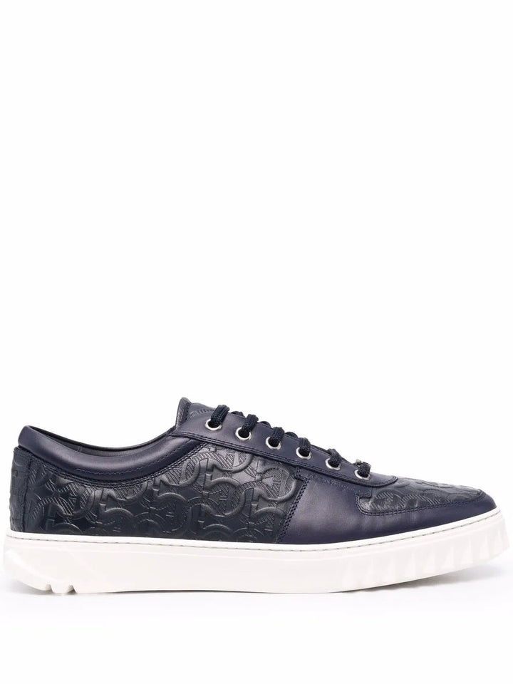 Ferragamo Gancini-Embossed Leather Sneakers