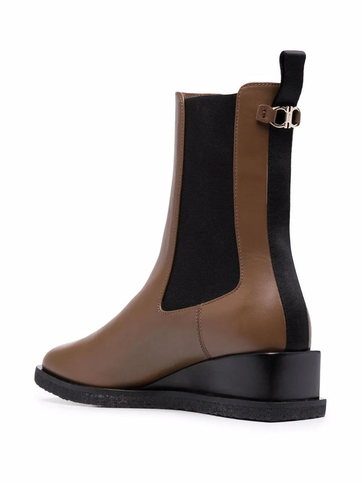 Ferragamo Wedged Leather Ankle Boot