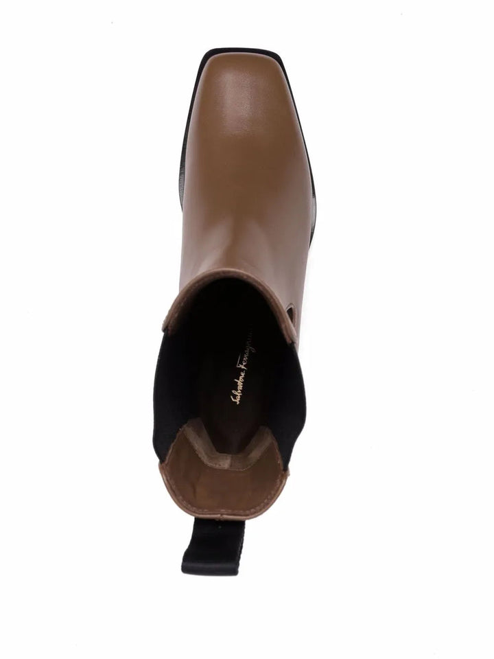 Ferragamo Wedged Leather Ankle Boot