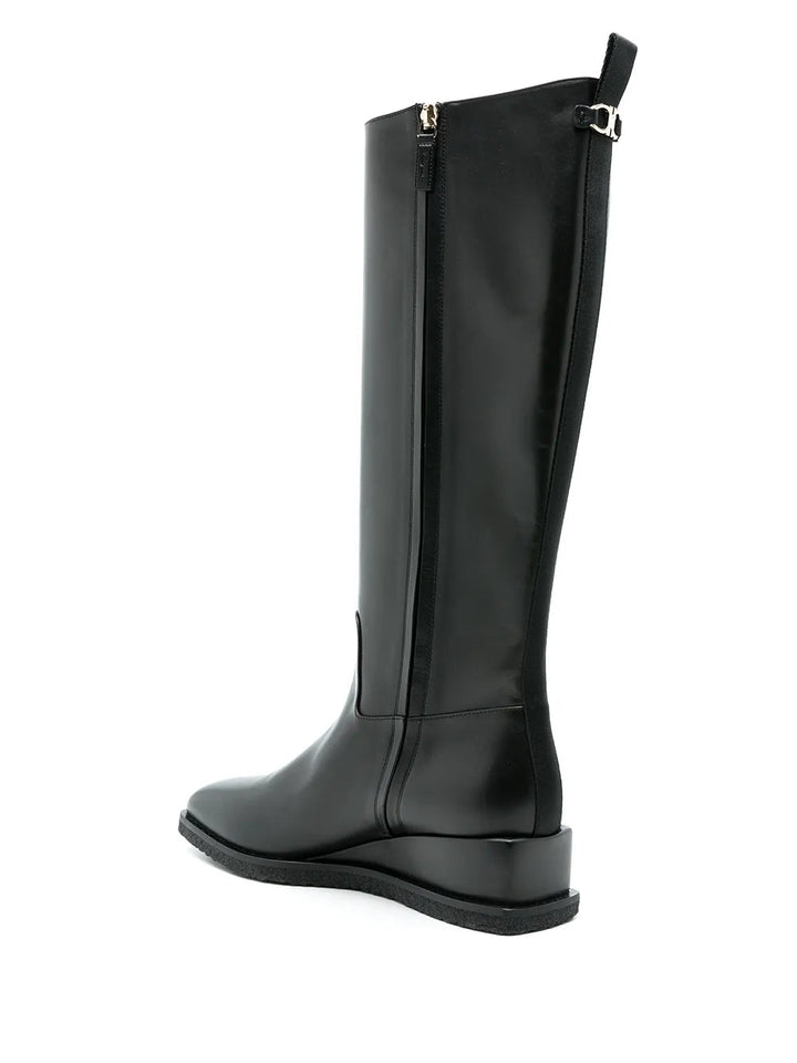 Ferragamo Wayde Leather Wedge Boots