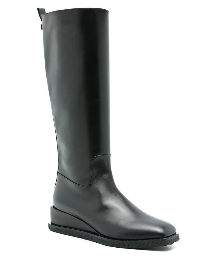 Ferragamo Wayde Leather Wedge Boots