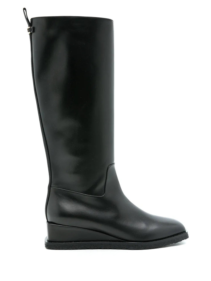 Ferragamo Wayde Leather Wedge Boots