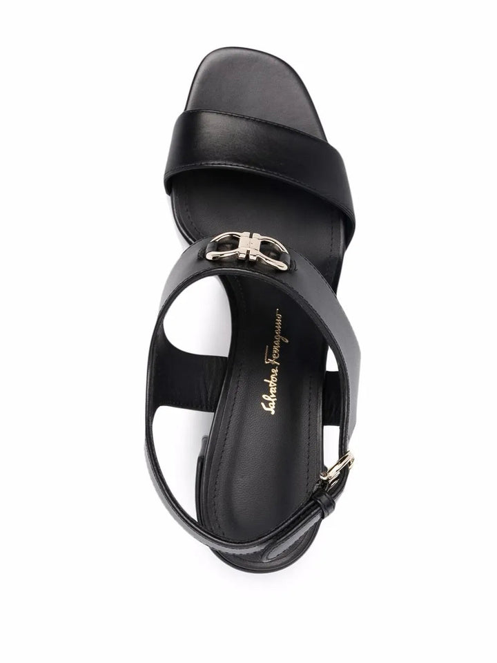 Ferragamo Gancini-Plaque Leather Sandals